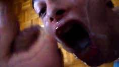 Amateur Boy Swallows Multiple Loads