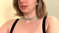 Blonde With Natural Big Boobs Loves Putting A Toy In Her