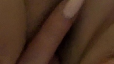 Close up with blonde seductress masturbating pussy