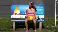 Busty Czech amateur fucks outdoor in public