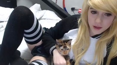 Amateur Webcam Cute Teen Plays Solo with Big Dildo