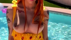 Great Big Boobs On Masturbating Redhead