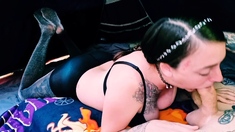 Brunette slut gives a great pov amateur blowjob