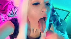 Euro glam facial loving babes POV blowjob action at home