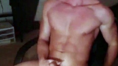 Muscular Webcam Man Jerks Off and Cums Hard