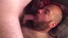Bearded Daddy Facefucks His Boy
