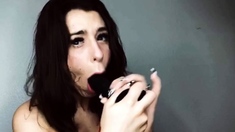Sexy teen ebony solo toy masturbation