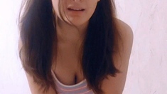 Cute curly brunette solo webcam masturbation
