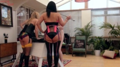 Femdom fetish babes pegging their pathetic subject