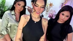 Big Tits Tranny Jerking her Big Hard Cock