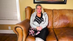 busty blonde sucks and swallow load at casting