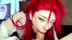 POV: Amateur redhead teen with blue eyes gives great and