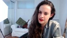 Cute curly brunette solo webcam masturbation