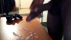 Big Black Cock Blows a Huge Load