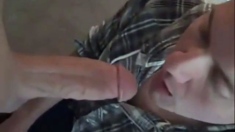 Twink Sucks Big Cock, Amateur Blowjob With Cim And Swallow