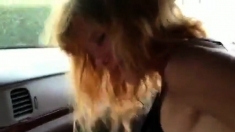 Street whore swallows load in car