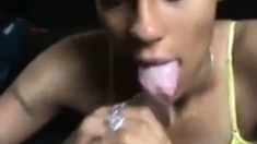 Nasty bitch Sloppy deepthroat bbc blowjob