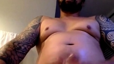 Chubby Inked Str8 Guy cums fast on cam #13