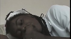 Hot nurse Lashaunda Dee gives her patient a cock-sucking treatment